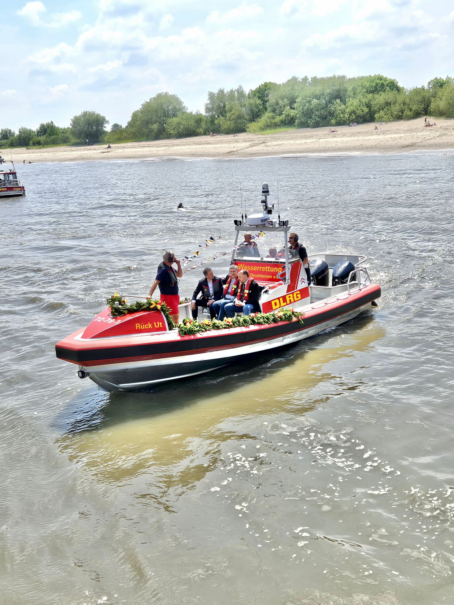 Rettungsboot am Nordseestrand startbereit
